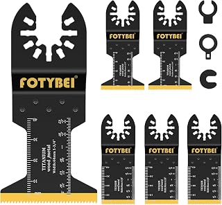 Outil Multifonction Lame de Scie Oscillante Titane, 5pcs Lame Outil Multifonction Accessoires pour Plastique, Bois, Métal, Compatible avec Fein Dewalt Makita Parkside Black&Decker et Plus - Image 1