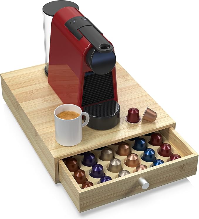 for Original Line Nespresso with 1 Drawer - Storage 48 Capsules Capacity - Bamboo (36.8 x 29.7 x 8.2 cm) - Image 1