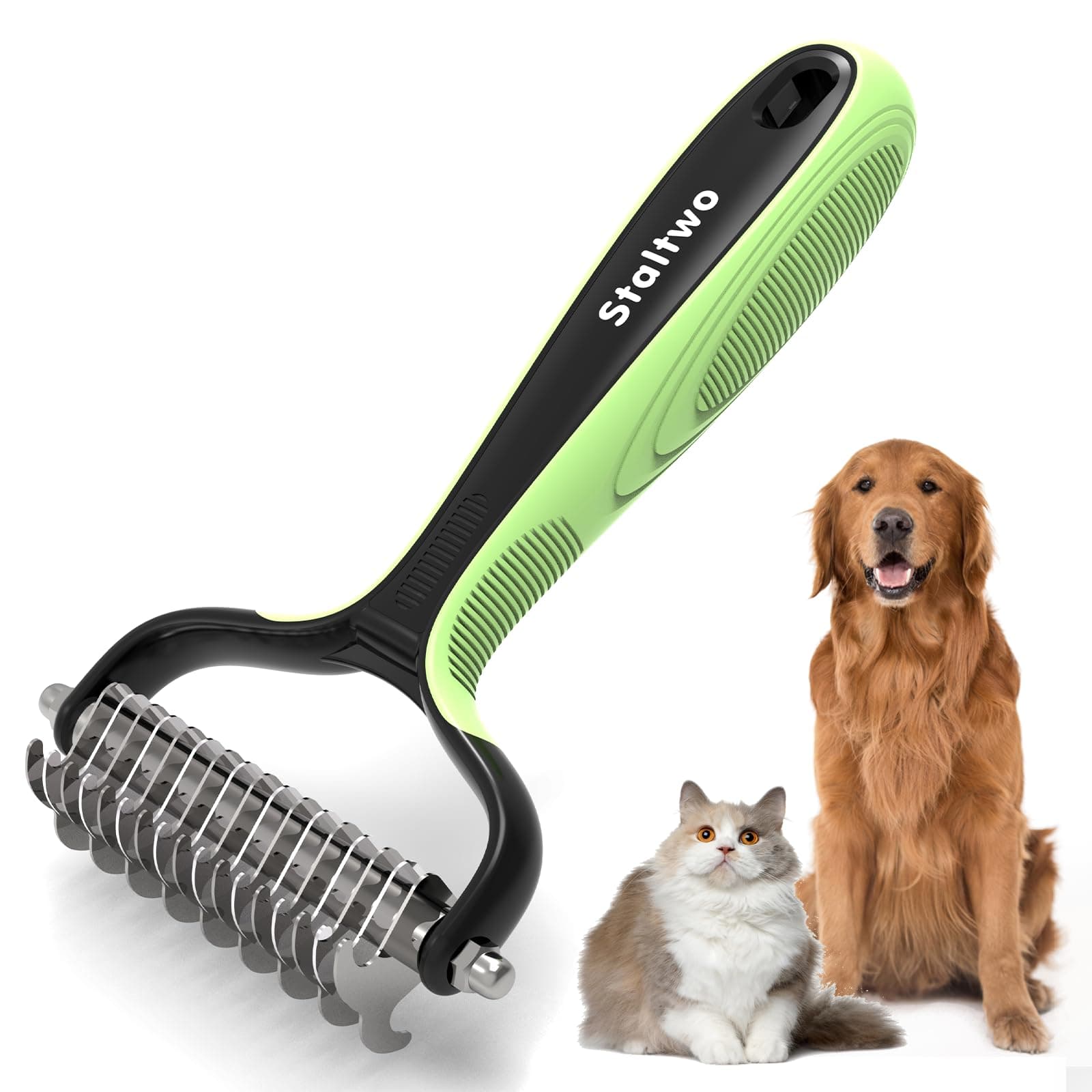 Pet Grooming Supplies - Dog Cat Brush, Undercoat Deshedding Rake, Furminator Dog Grooming Brush, Green Dog Comb, Dog Brush
