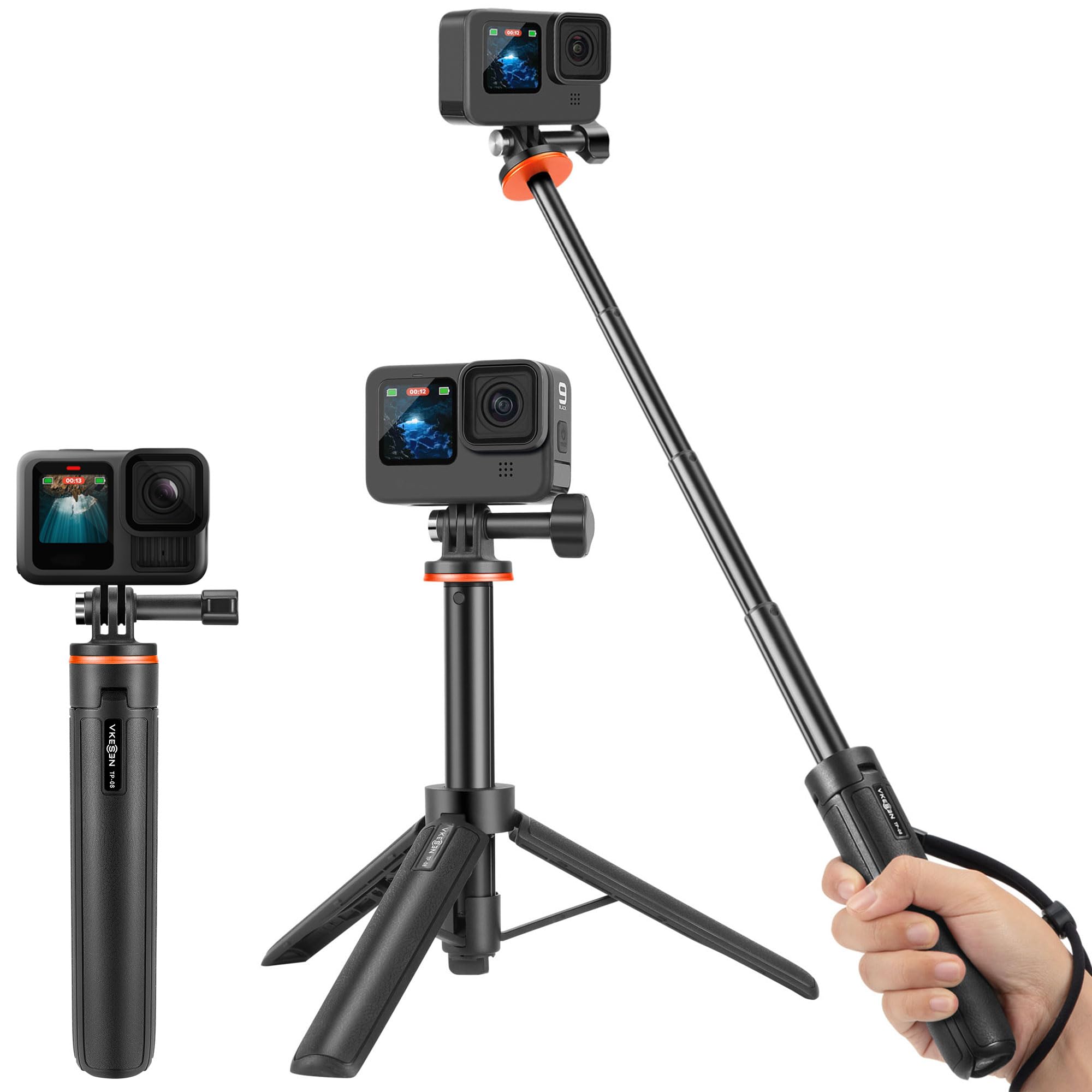 Perche à Selfie Télescopique 51cm avec Mini Trépied pour GoPro Hero 13/12/11/10/9/Max, DJI Osmo Action 5 Pro/4, Insta360 Ace Pro, AKASO EK7000/V50X et Autres caméra d'action - Image 1