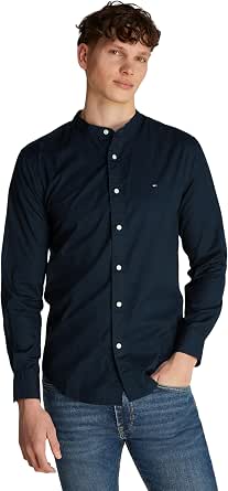 Tommy Hilfiger Men's Flex Poplin Solid Mao Regular Fit Shirt - Image 1