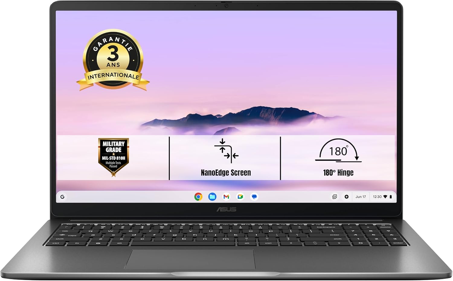 ASUS Chromebook CX1505CKA-S7I170 15.6" FHD 60Hz Pc Portable (Intel Celeron N4500 processeur 2,8 GHz, 8GB LPDDR4X, 128G eMMC, Intel UHD Graphics, ChromeOS) – Clavier AZERTY - Image 1