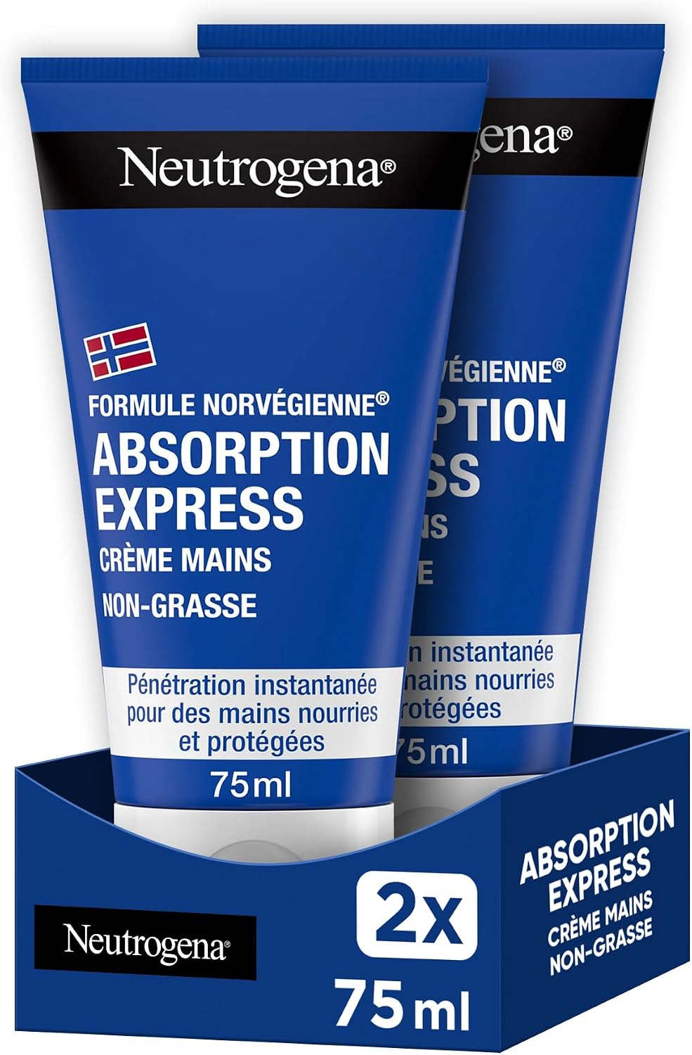 Neutrogena | Crème Mains Absorption Express Formule Norvégienne (lot de 2 tubes de 75 ml) – Crème hydratante non grasse à absorption rapide – Crème pour les mains avec pénétration instantanée - Image 1