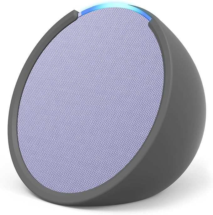 Echo Pop | Rich Sound Compact Bluetooth Smart Speaker with Alexa | Lavender+Made for Amazon Case for Echo Pop (2023 Model), Grey - Image 1