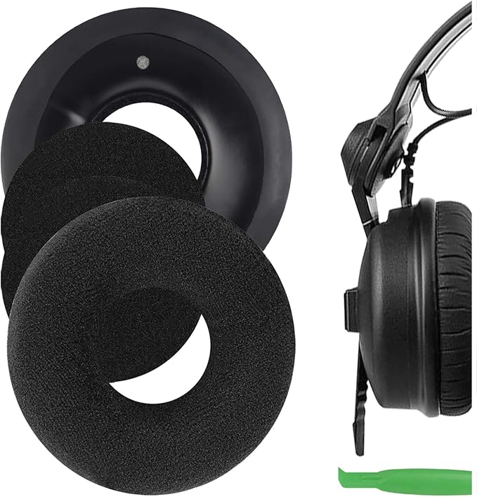 Geekria Comfort Velvet Replacement Earbuds for Sennheiser HD25-1, HD25, HD25SP, 25SPII Headphones Ear Pads Cushions Repair Parts (Black) - Image 1