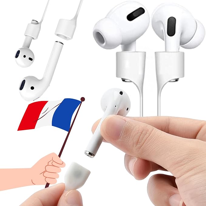 Magnetic Cord to Protect and Hold Earphones, Compatible with Airpods 1, 2, 3 and Pro – Support, Anti-Lost for Sports, Silicone White – Earhook Anti-Loss Accessory for Apple Earphones - Image 1