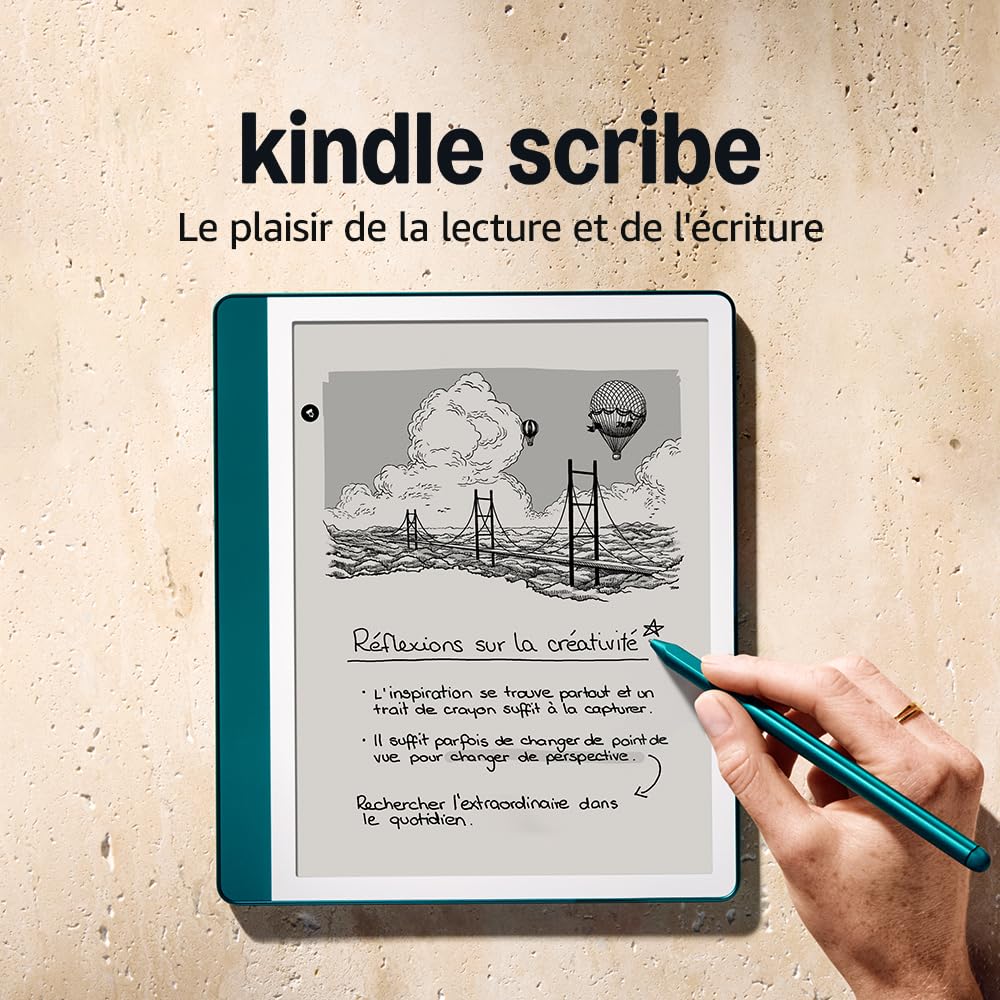 New Amazon Kindle Scribe (64 GB) – Redesigned display with uniform borders. Now write directly on books and documents. Includes Premium Pen – Jade Metallic - Image 1