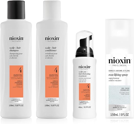 Nioxin - SYSTEM 4 Care Kit - Shampoo & Conditioner (150 ml), Leave-In Care (40 ml) + Root Volumizing Spray (150 ml) - Image 1