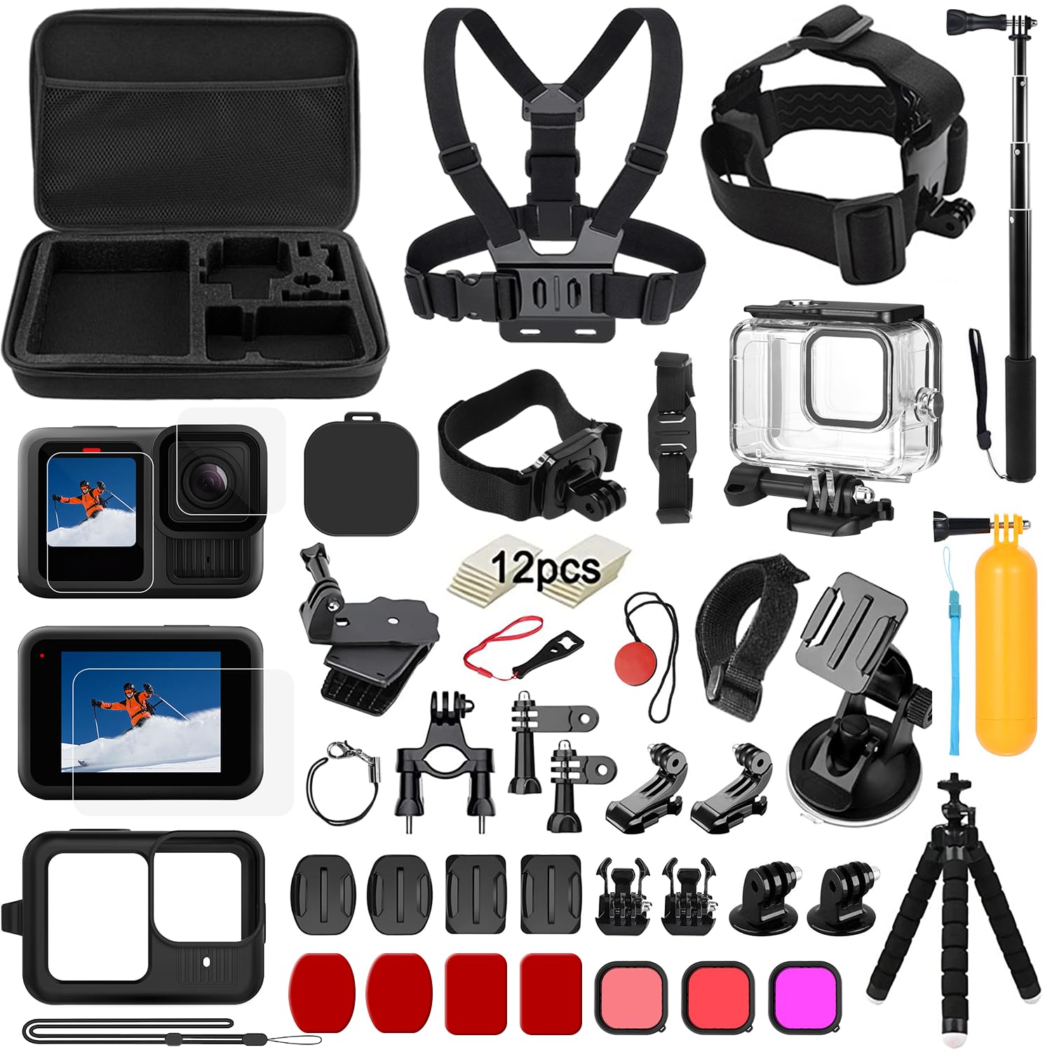 Accessory Kit for GoPro Hero 13 Black, oGoDeal Action Camera Including Waterproof Case, Screen Protector, Bike Stand, Floating Handle - Image 1