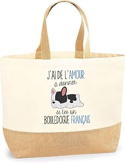 Planetee Bulldog French Bulldog Bag | Shopping Beach Tote Cotton and Jute Gift Idea - Image 1
