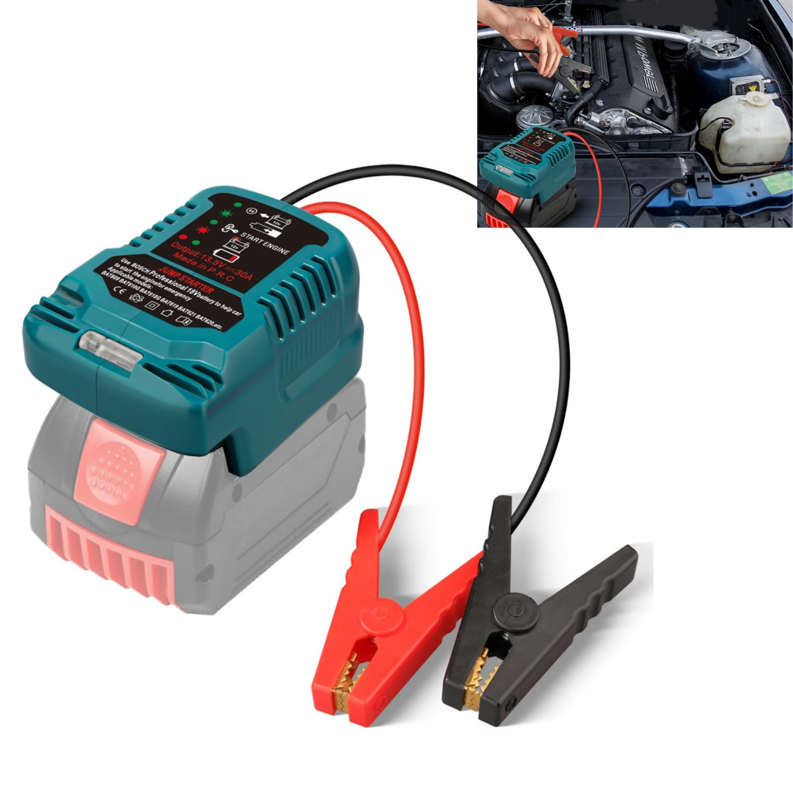 Starter Battery for Bosch GBA 18V Lithium Battery with Bridging Cable, Portable Battery Adapter Under 3.5L (No Battery) - Image 1