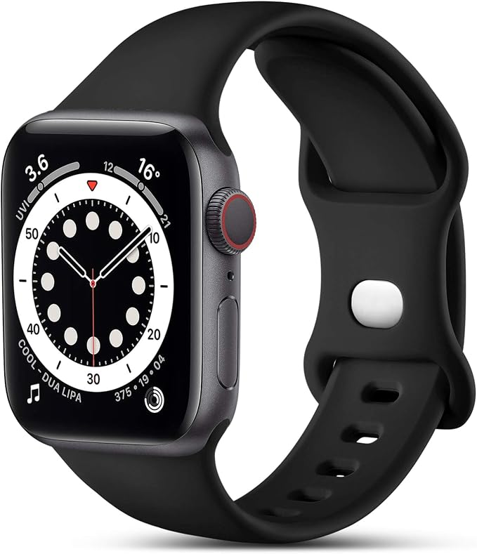 CeMiKa Compatible with Apple Watch Band 38mm 40mm 41mm 42mm 44mm 45mm 46mm 49mm, Silicone Replacement Bands for iWatch SE SE3 Series 11 10 9 8 7 6 5 4 3 2 1 , 1.49 6mm/40mm/41mm-S/M, Black - Image 1