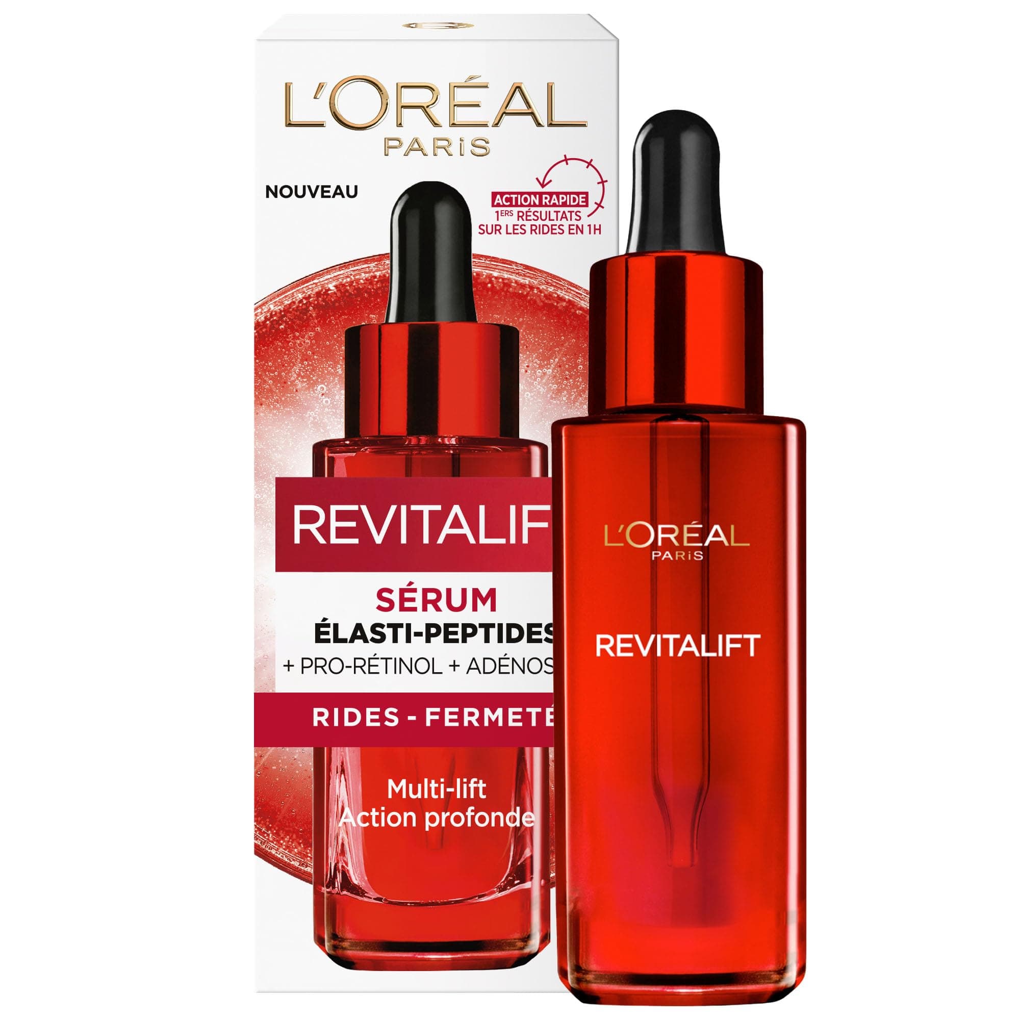 L'Oréal Paris - Fast-acting Anti-Aging Face Serum - Anti-Wrinkle, Extra-Firming & Toning Care - Enriched with Adenosine & Fibrelastyl - All Skin Types - Revitalift - 30 mL
