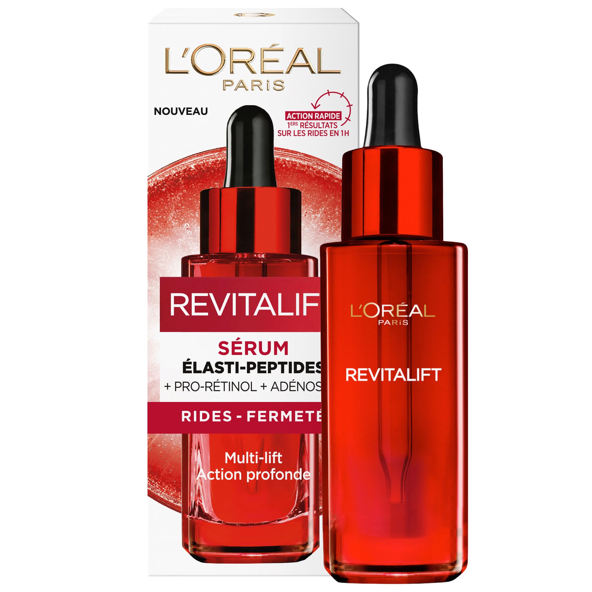 L'Oréal Paris - Fast-acting Anti-Aging Face Serum - Anti-Wrinkle, Extra-Firming & Toning Care - Enriched with Adenosine & Fibrelastyl - All Skin Types - Revitalift - 30 mL - Image 1