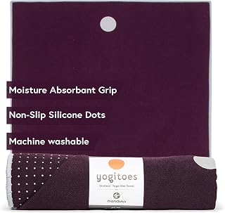 Manduka Yogitoes Serviette de Tapis de Yoga, Serviette de Sport antidérapante en Microfibre pour Hot Yoga, Pilates, Exercices, récupération et Gestion de la Transpiration, 180 cm - Image 1