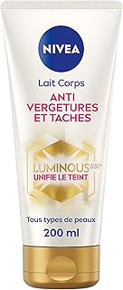 NIVEA Luminous630® Lait Corps Anti Vergetures et Taches (1 x 200 ml), soin corps anti tache hydratant 48h réducteur de vergetures, soin femme pour tous types de peaux - Image 1