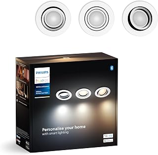 Philips Hue Milliskin Spots Encastrés, Blancs, White Ambiance, (400 lm / 70 mm), Lot de 3, Lumière Blanc Chaud à Froid, Contrôlable via appli, Compatible Alexa (Echo, Echo Dot), Nouvelle Génération - Image 1