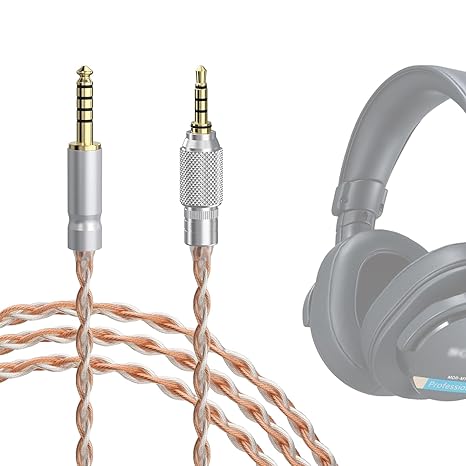 GEEKRIA Apollo 1.5m 4.4mm to 3.5mm Silver Plated Audio Cable Compatible with Sony MDR-M1 MDR-MV1 MDR-M1ST Headphones with Threaded Button Lock - Image 1