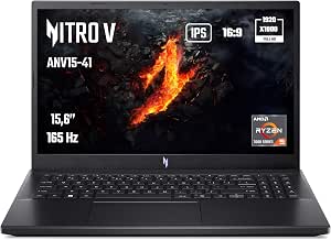 Acer Nitro V 15 ANV15-41-R4FN Gaming Laptop 15.6 Inches Full HD IPS LCD 165Hz (AMD Ryzen 5 7535HS, NVIDIA GeForce RTX 4050, 16 GB RAM, 512 GB SSD, Windows 11 Home) AZERTY Keyboard, Black - Image 1