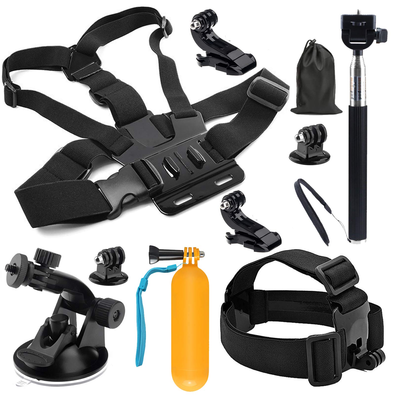 SHOOT 10 in 1 Accessories Pack Kit Selfie Stick for GoPro Hero 13/12/11/10/9/8/7/6/5/Fusion Crosstour Campark New APEMAN WiMiUS TecTecTec YI AKASO Campark Victure - Image 1