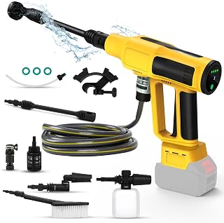 Nettoyeur Haute Pression Compatible avec Dewalt 20V Batterie 340 W, Pistolet de Nettoyage sans balais avec Tuyau de 5 m, buse 6 en 1, Filtre, pichet Mousse, buse rotative - Image 1