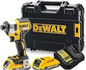DEWALT Brushless Impact Driver + 2 x 18V 2Ah Li-ion Batteries + Tstak DCF887D2-QW Case Black/Yellow - Image 1