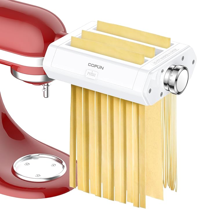 COFUN 3 in 1 Pasta Machine Accessories for KitchenAid Pasta Processor Stainless Steel Pasta Accessory, Includes Pasta Sheet Roller, Spaghetti Cutter, Fettuccine Cutter - Image 1