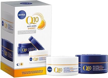 NIVEA Q10 Energy Face Set (1 x 1 Piece) - Anti-Wrinkle Face Care - Routine Moisturizing Face and Radiance Cream with Vitamin C - Day Cream FPS15 + Energizing Night Cream for Dull & Tired Skin - Image 1