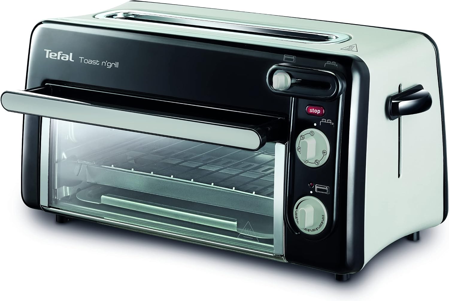 Tefal 2-in-1 Toaster & Mini Oven, Stainless Steel, Long Toaster Slot with Lid, 6 Levels of Browning, Grill Temperature up to 210°C, Toast N Grill TL600810 - Image 1