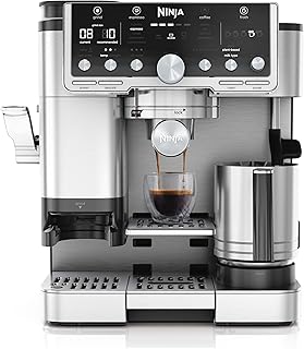 Ninja Machine à café Luxe Pro 3-en-1, Latte, Cappuccino, Infusion à froid et Espresso avec broyeur à grains et mousseur à lait intégrés, facile à utiliser, 5 préréglages mousse, argent, ES701EU - Image 1