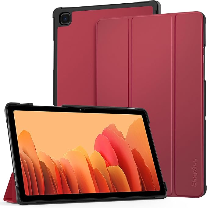 EasyAcc Case Cover Compatible with Samsung Galaxy Tab A7 10.4 Inch 2022/2020 (SM-T500/SM-T505), Ultra Thin Protection PU Leather Case Cover with Stand Function, Burgundy - Image 1
