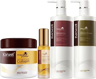 Karseell MACA CARE SYSTEM Masque Collagène Sérum Huile d’Argan Shampooing Hydratant Après-Shampoing Réparateur Soin Nutrition Hydratation Brillance Anti-Frizz Cheveux Secs Abîmés Colorés Tous Types - Image 1