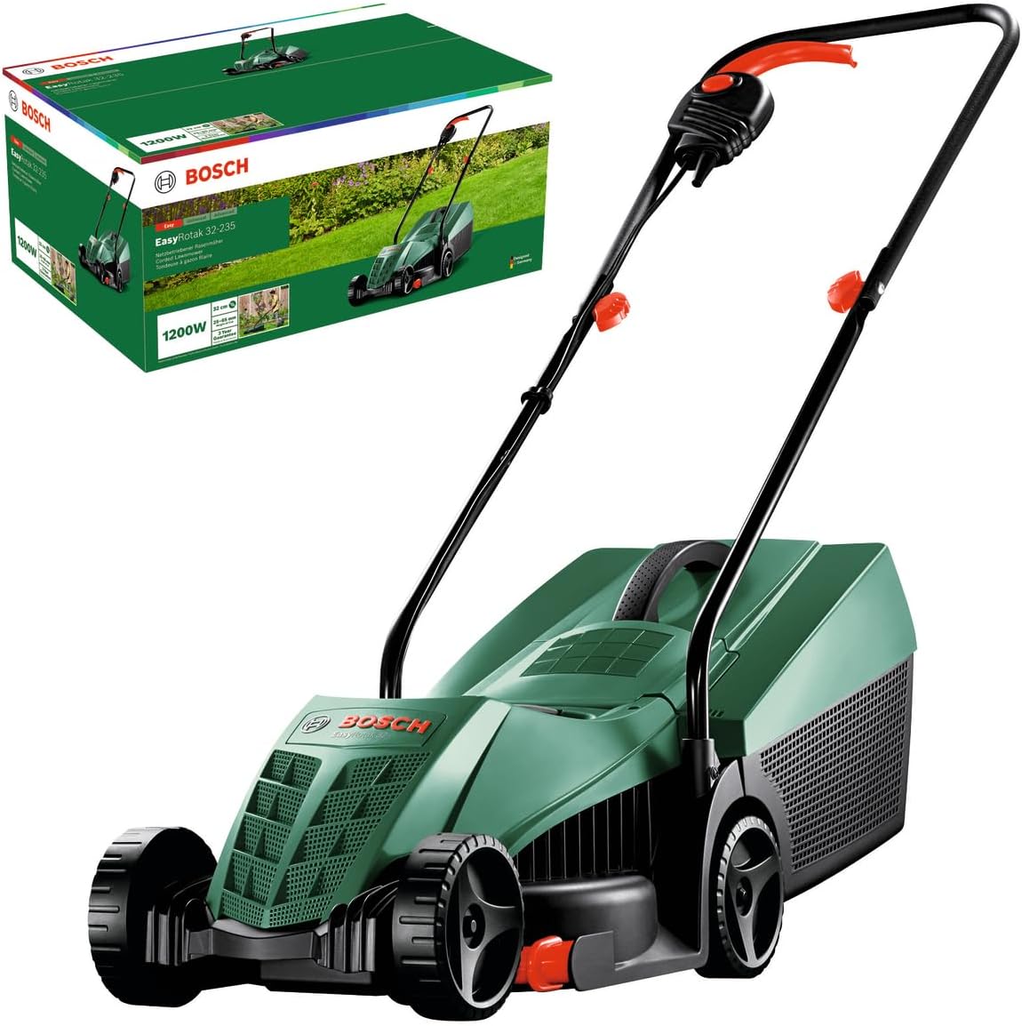 Bosch Tondeuse à Gazon Filaire EasyRotak 32-235 (Moteur de 1 200 W, Largeur de Coupe : 32 cm, bac de ramassage 31 litres, pour Les Petits Jardins) - Image 1