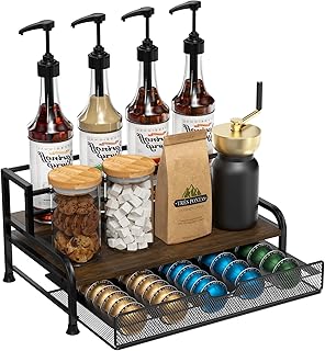 Tiroir de rangement pour 40 Capsules, Porte Capsule pour Nespresso avec Support de Sirop de Café, Grande Capacité Support Dosette pour Cuisine, Maison, Bureau - Image 1