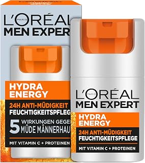 L'Oréal Men Expert Hydra Energy Soin du visage contre la peau fatiguée pour homme Crème hydratante 24H anti-fatigue pour homme avec vitamine C et protéines 1 x 50 ml - Image 1