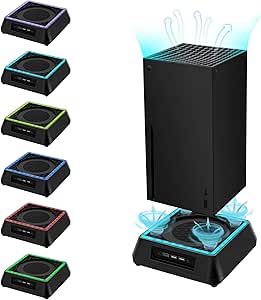 Mcbazel Xbox Series X Cooling Stand with RGB Light/Adjustable Cooling Function/LED Indicator/USB 3.0/USB 2.0 Ports for Xbox Series X - Image 1