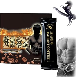 Café énergétique pour Hommes - Café énergétique Black Maca pour Hommes, Café Maca Instantané pour Hommes, Café Instantané D'amélioration De L'énergie (1 boîte/10 Sacs) - Image 1
