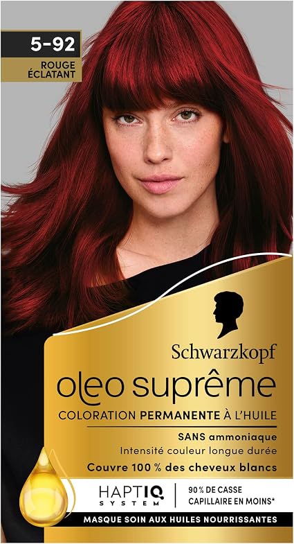 Schwarzkopf – Oleo Supreme – Permanent Oil Colour – Long-Lasting Colour and Shine – Ammonia-Free – 100% White Coverage – HaptIQ System – Bright Red 5-92 - Image 1