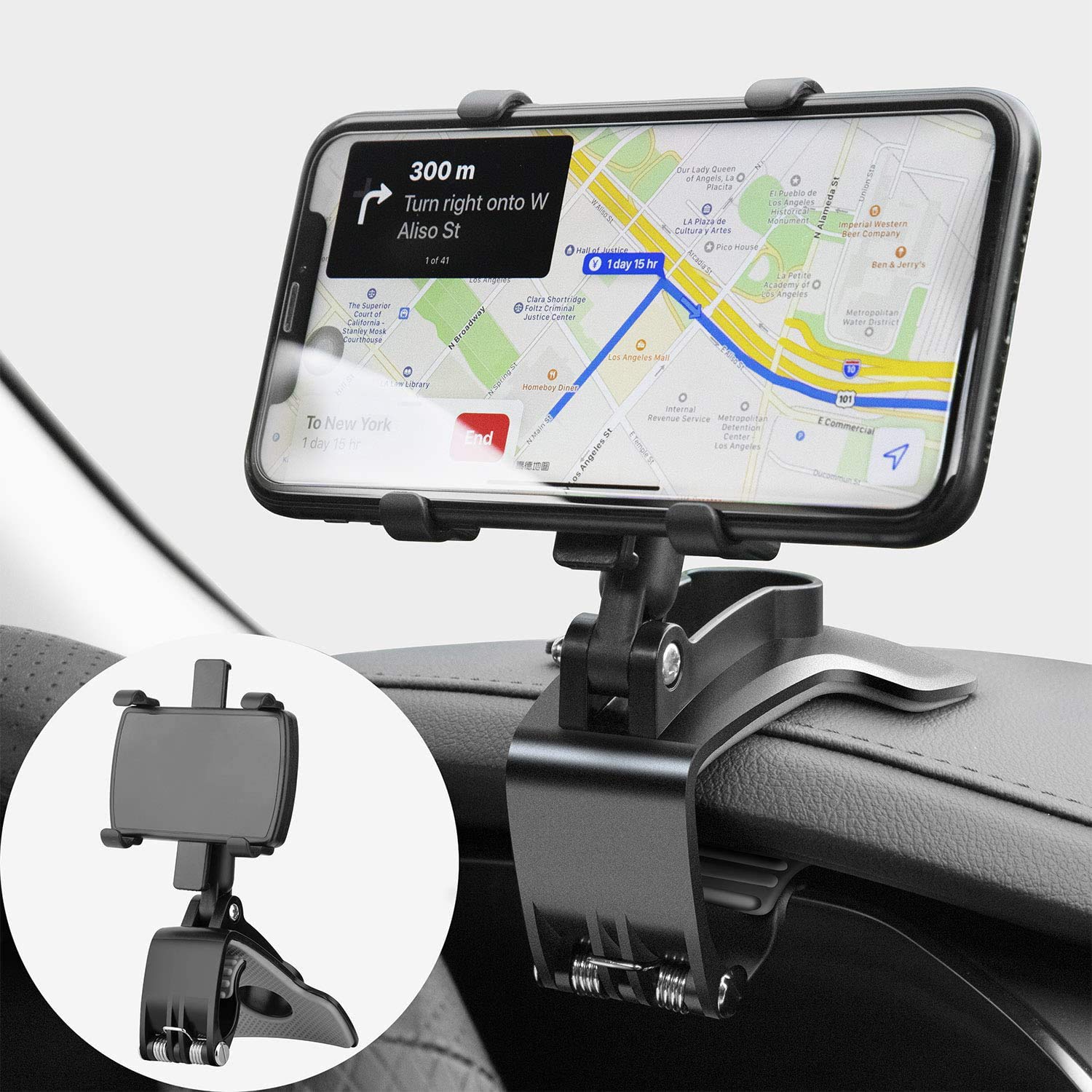 360 Degree Rotation Car Phone Holder Dashboard Mobile Phone Car Phone Mount for GPS and Smartphones from 4 to 7 Inches - Image 1