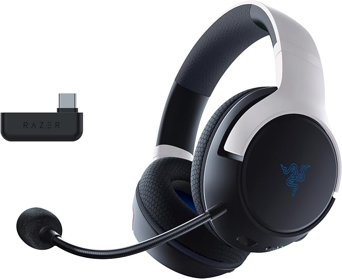 Razer Kaira for Playstation - Wireless Gaming Headset for Playstation 5 (50 mm TriForce Titanium Speakers, Hyperclear Cardioid Microphone, Razer SmartSwitch) Black-White - Image 1