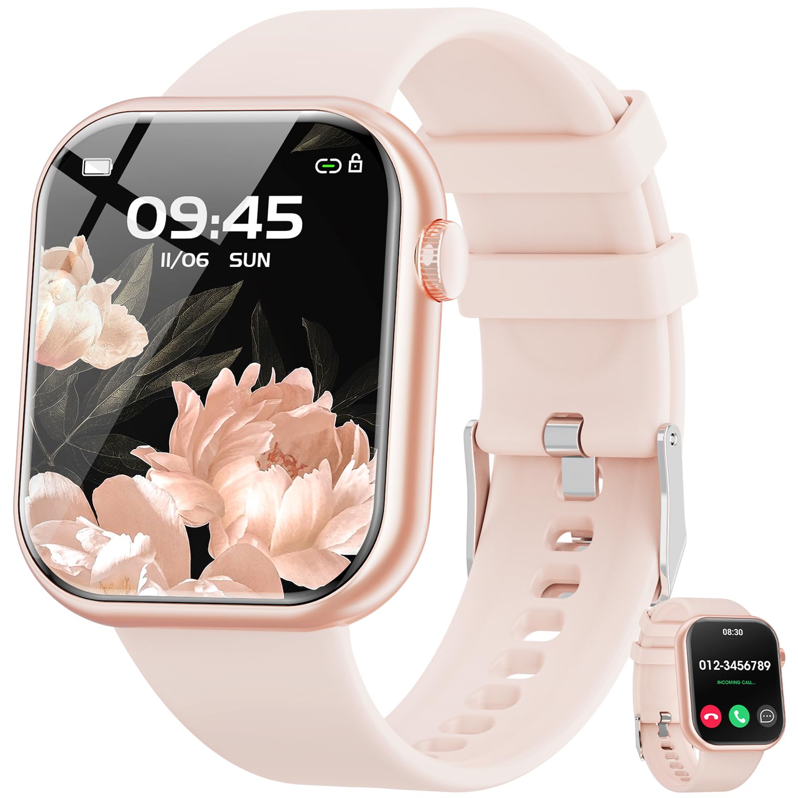 Smart Watch for Men Women 1.85 inch Screen Bluetooth Call Handsfree Answering Smart Watch with Pedometer Heart Rate Monitor Fitness Watch for Android - Image 1
