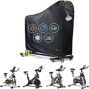 420D Outdoor Waterproof Stationary Bike Cover with Air Vent, Waterproof Strip, 4 Loops Windproof, Large All Weather Cover for Peloton Schwinn Nordictrack - Image 1