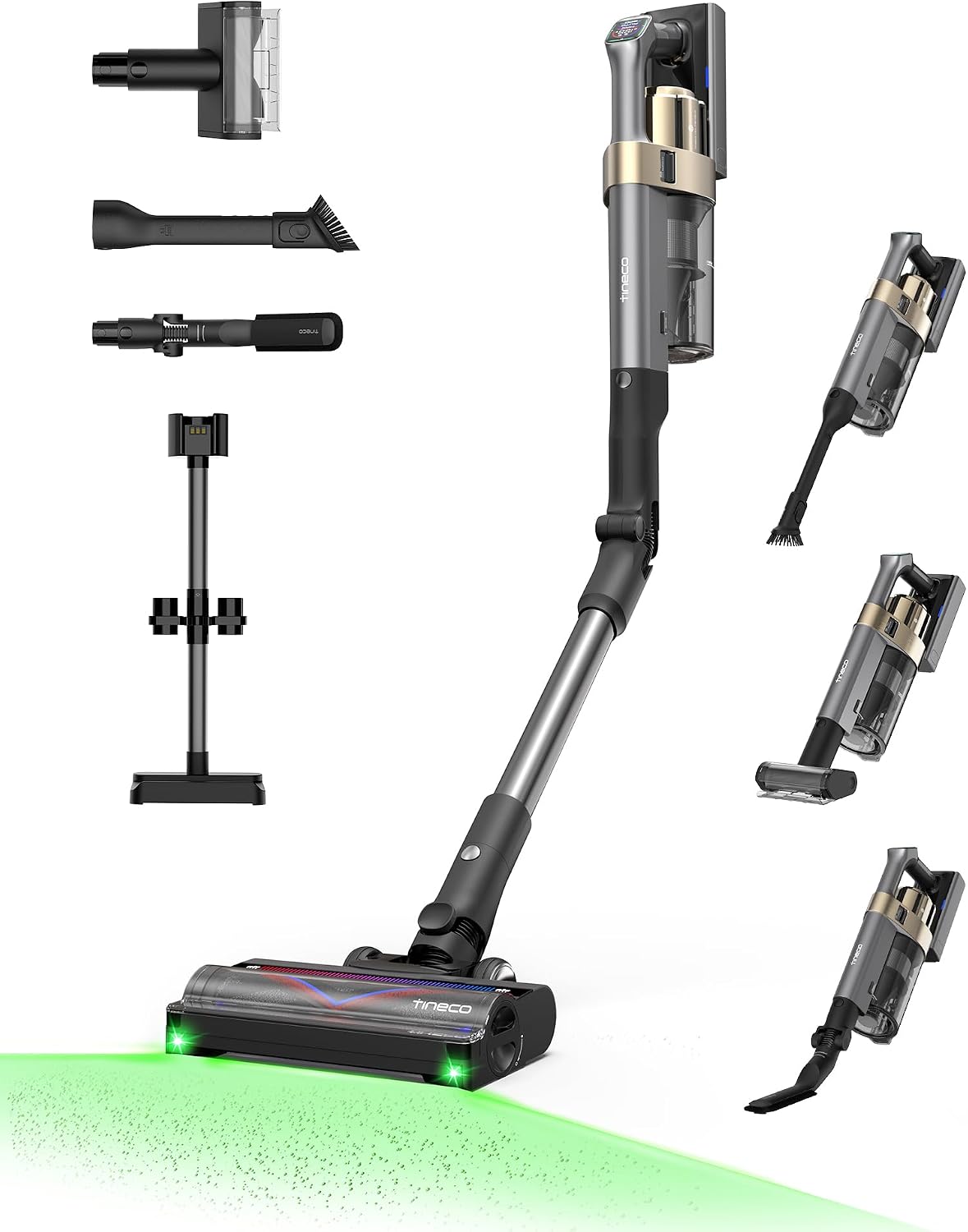 Tineco Pure One A90S Aspirateur Balai sans Fil, 270AW d’Aspiration, 105 Min d'autonomie, Brosse 3DSense Master, Lumière LED Verte à 150°, Pliable à 180°, Adapté aux Poils d'animaux/Tapis/Sols Durs - Image 1