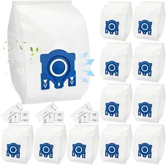 12 Vacuum Cleaner Bags for Miele GN 3D Classic C1 Complete C2 C3, S227, S400i, S600, S800, S2000, S5000 and S8000 Series Vacuum Cleaner Dust Bags, High Efficiency Dust Bags