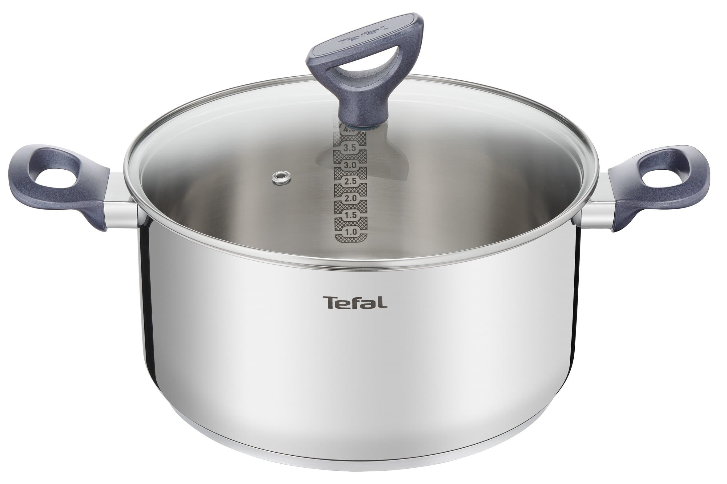 Tefal G7124614 Dailycook Stewing Pot 24 cm + Lid for All Heat Sources Including Induction Stainless Steel, 24 cm, 38, 4 x 25, 6 x 13.3 cm