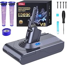 FLYLINKTECH Batterie Dyson V8 8000mAh – Batterie de Rechange Haute Capacité Compatible avec V8 Absolute, Animal, Fluffy, SV10 – avec 3 Filtres + Brosse de Nettoyage + Tournevis - Image 1