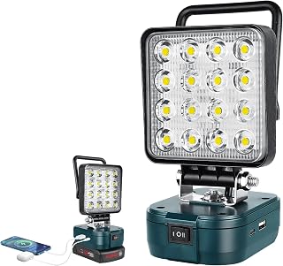 Rechargeable LED Projector for Bosch 18V Battery, Portable LED Work Light 4 Inch 48 W Wireless Lamp for Construction Site, Garage, Camping, Hiking, Fishing, USB & Type C (No Battery) - Image 1