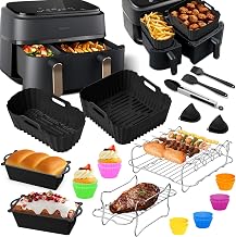 Air Fryer Mould for Philips Dual Basket Airfryer Series 3000 9 Litres (6L/3L) – 23 Pieces Air Fryer Accessories for Philips Airfryer Series 3000-5000, Air Fryer Mould, Bread Pan, Rack Racks etc - Image 1