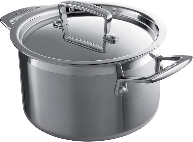 Le Creuset 96200618001000 3-ply Integral Stainless Steel Stew Pot with Lid, 18 cm, Capacity 2.3 L, Silver - Image 1