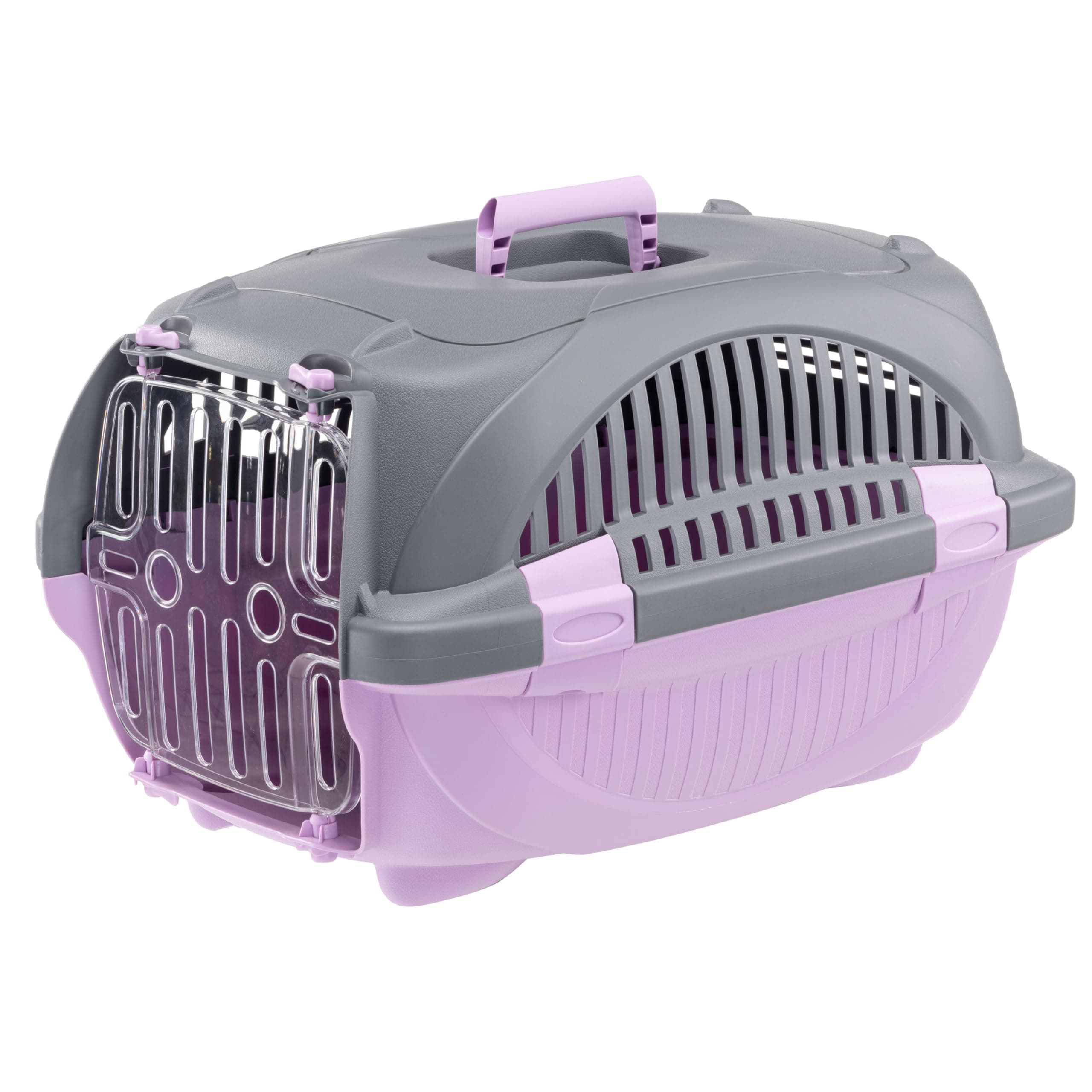 Ferplast Caisse de Transport Chat RIDER, Cage de Transport Chiens Petits et Chats jusqu'à 7 kg, Porte Transparente Antichoc, Fentes d'aération, Boite Panier Transport, 34 x 50,7 x h 30 cm, Rose